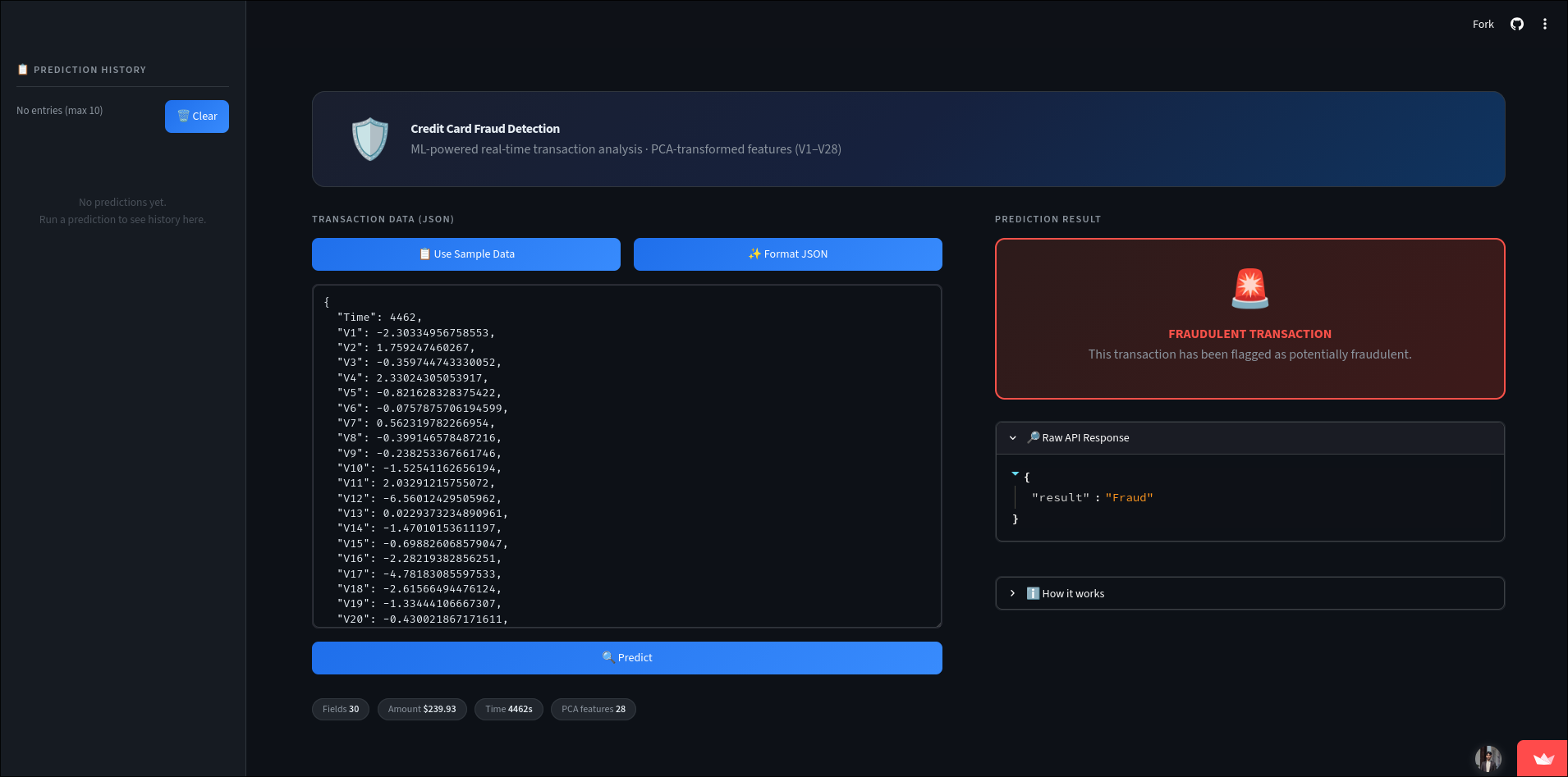 Credit Card Fraud Detection Screenshot